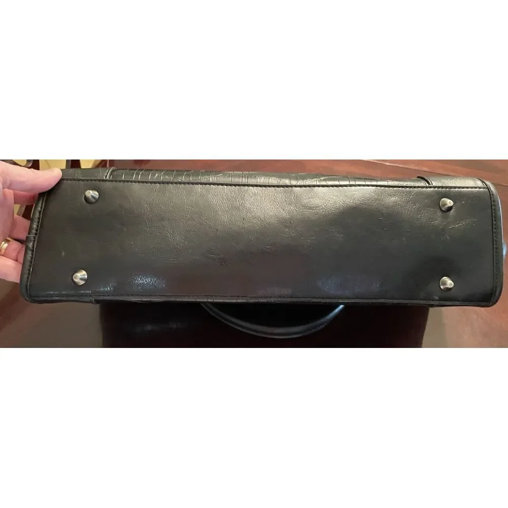 CROFT AND‎ BARROW TOTE BAG LAPTOP BAG PURSE BLACK FAUX LEATHER
